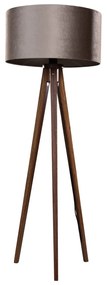 Háromlábú állólámpa diófa, bézs bársony árnyékolóval 50 cm - Tripod Classic