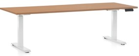 Állítható magasságú asztal OfficeTech D, 200 x 80 cm, fehér alap, bükkfa