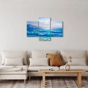 Kép - Olajfestmény a tengerről sirályokkal (90x60 cm)