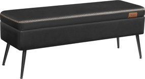 ECHO pad műbőr, ottomán, műbőr borítással, tintafekete 120x40x45cm