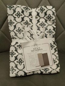 81. 3 db-os törlőkendő szett különböző mintákkal, szürke