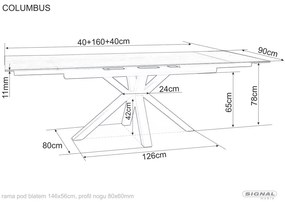 Columbus bővíthető étkezőasztal kerámia fehér 160-240 cm