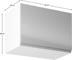 Felsőszekrény, fehér/szürke extra magasfényű, AURORA G60K