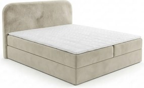 Kárpitozott boxspring ágy FORENA 160x200 cm krém színű Matrac: Bonell rugós matrac