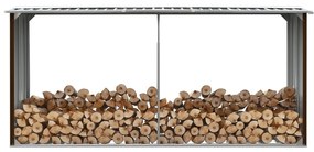 barna horganyzott acél kerti tűzifatároló 330 x 92 x 153 cm