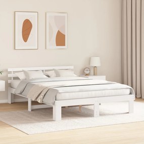 Fehér Fa Ágykeret Fehér Fa 150 x 200 cm Tartós Fehér Ágykeret