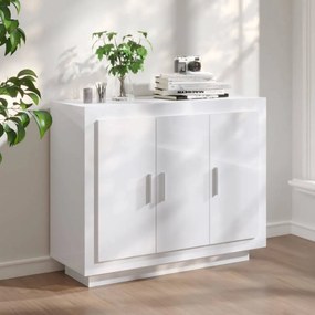 Magasfényű fehér szerelt fa tálalóasztal 92 x 35 x 75 cm