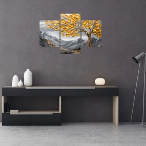 Kép – Fa arany levelekkel (90x60 cm)