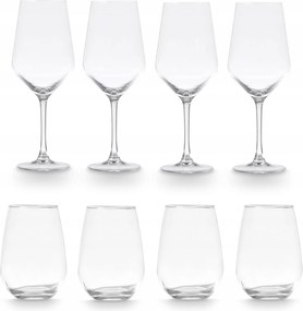 Pohár És Pohár Szett 8 Db Átlátszó Üveg 480 ML 620 ML