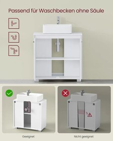 VASAGLE mosdó alatti szekrény, fürdőszobaszekrény 30×60×60 cm, felhőfehér