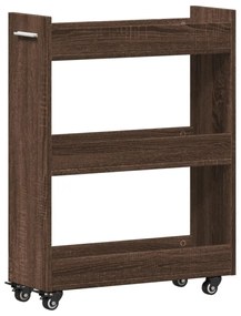 barna tölgy színű szerelt fa szekrény kerekekkel 60x22x79 cm