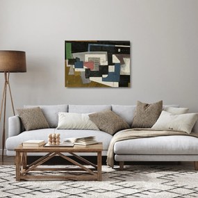 Kép - absztrakció, kubizmus (üvegen) (70x50 cm)
