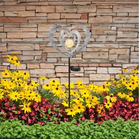 Globo 36580 Solar lámpa, ezüstszürke/fekete fém, matt fekete műanyag, átlátszó gömb repedezett üveg hatással, tolókapcsoló, AAA 300mAh 1.2V elemmel, IP44, HxSzxM: 280x60x820mm, tartozék: LED 0.06W 3V, 3000K