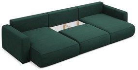 Zöld kinyitható-tárolóhelyes (U alakú) sarokkanapé Kapua – Makamii