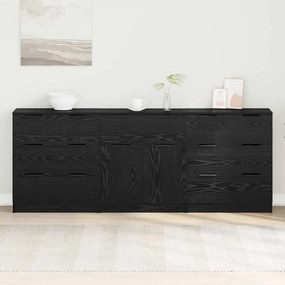 Széf fiókkal 3 pcs Musta tammi 60 x 30 x 70 cm Faanyag