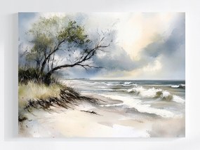 Vászonkép Canvas Tájkép Tenger Hullámok Balti-tenger Tengerpart Dűnék Fa 80x60