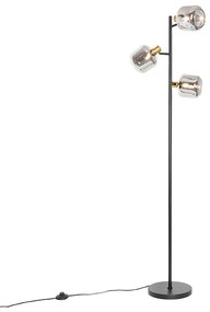 Állólámpa fekete arannyal és füstüveggel 3-lámpás - Zuzanna