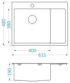 ALVEUS 1124383 - Mosogató QUARTO 61,5x48 cm szatén