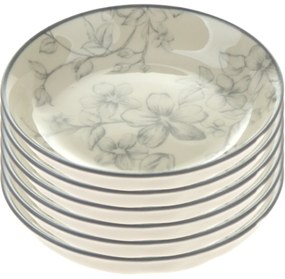 6 db desszert tányér szett Finom virágok 10 cm, szürke