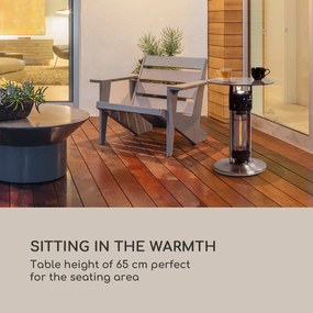 Blumfeldt Primal Heat 65, hősugárzó, bisztró asztal, 1200 W, szén IR fűtőtest, LED, 65 cm, üveg