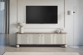 Vesper 4D TV-szekrény 187 cm - kasmír / diófa / arany fogantyúk / gömb alakú lábak