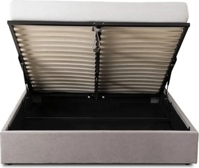 Ágy 160x200 cm méretben, ágyneműtartóval, szürke színben, szövet kárpittal MARSYLIA