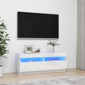 Magasfényű fehér TV-szekrény LED-lámpákkal 100 x 35 x 40 cm