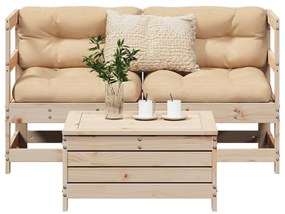 vidaXL 3 részes tömör fenyőfa kerti kanapészett