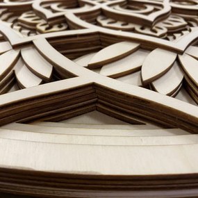 Nagyméretű 3D-s fa falfestmény I. Kommunikáció mandala