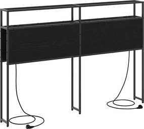 vidaXL Tároló fejtámla polcokkal tárolóval Musta tammi 150 cm Faanyag