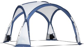 Outsunny Családi Dóm Kempingtábor 6-8 Fő Részére 4 Cipzáros Hálós Ajtóval, Levehető Oxford Szövet, Lámpafogó, Hordtáska 350L x 350W x 230H cm - fehér