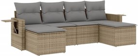 vidaXL 6 részes bézs polyrattan kerti ülőgarnitúra párnával
