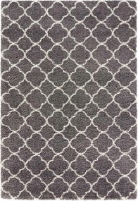 Grafit krém vastag shaggy szőnyeg nappaliba,marokkói minta 160x230cm