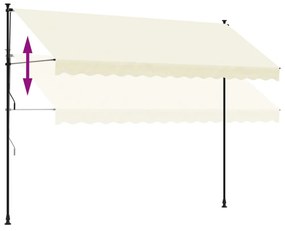 krémszínű szövet és acél feltekerhető napellenző 350 x 150 cm
