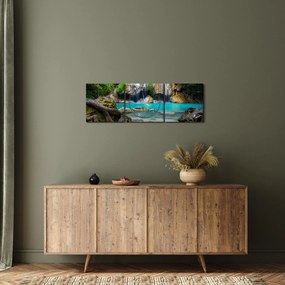 Vízesések képe (órával) (90x30 cm)