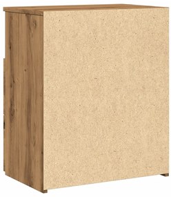 2 db kézműves tölgy színű szerelt fa éjjeliszekrény 50x32x60 cm