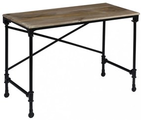 vidaXL tömör mangófa és acél íróasztal 110 x 50 x 96 cm