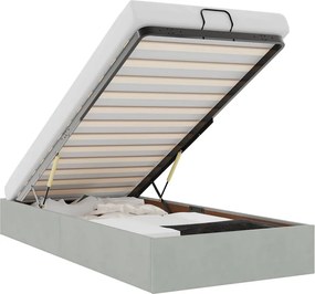 vidaXL Ottomán ágykeret matrac nélkül Világosszürke 100x200 cm bársony