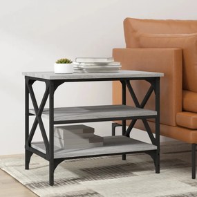 szürke sonoma színű szerelt fa kisasztal 55x38x45 cm
