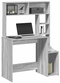 vidaXL szürke sonoma színű szerelt fa íróasztal polcokkal 100x45x140cm