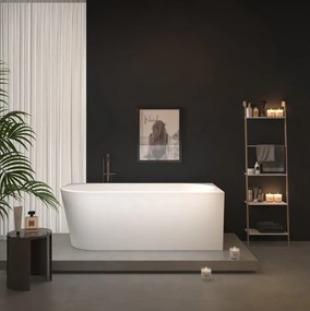 Erga Zara, sarok szabadon álló kád 150x75 cm + leeresztő csavar, jobb, fehér fényes, ERG-Zara-150075R-WH-WH