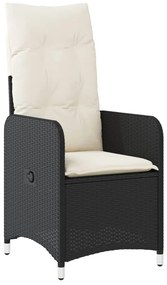 9 részes fekete polyrattan kerti bisztrógarnitúra párnákkal