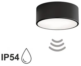 CLEO fürdőszobai mennyezeti lámpa érzékelővel, 1xE27/24W/230V, átmérő 20 cm, IP54, fekete