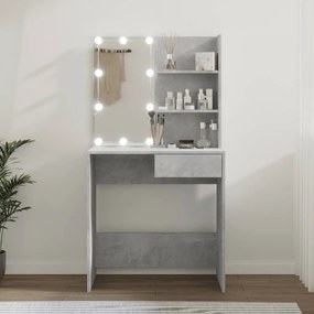 betonszürke fésülködőasztal LED-del 74,5 x 40 x 141 cm