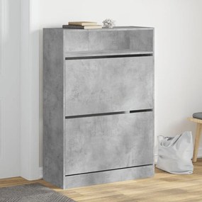 betonszürke cipőszekrény 2 kihajtható fiókkal 80 x 34 x 116 cm