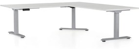 OfficeTech Angle állítható magasságú asztal, 180 + 120 cm, szürke alap, világosszürke