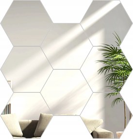 Dekoratív akril tükör Hexagony Ezüst 8 db