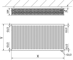 Mexen CV33, panelradiátor 300 x 2200 mm, alsó csatlakozás, 2936 W, antracit, W633-030-220-66