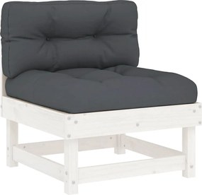 vidaXL fehér tömör fenyőfa középső kanapé párnákkal