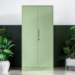Zárható tárolószekrény DAWID, 900 x 1850 x 450 mm, Fresh Style: pasztellzöld